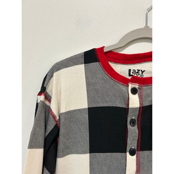 Lazy One Flapjacks Onesie Long john unisex adult size M NWT plaid lounge sleep - Picture 2 of 10